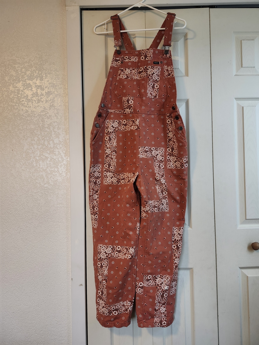RVCA Succession Floral Bandana Print Overall Pants